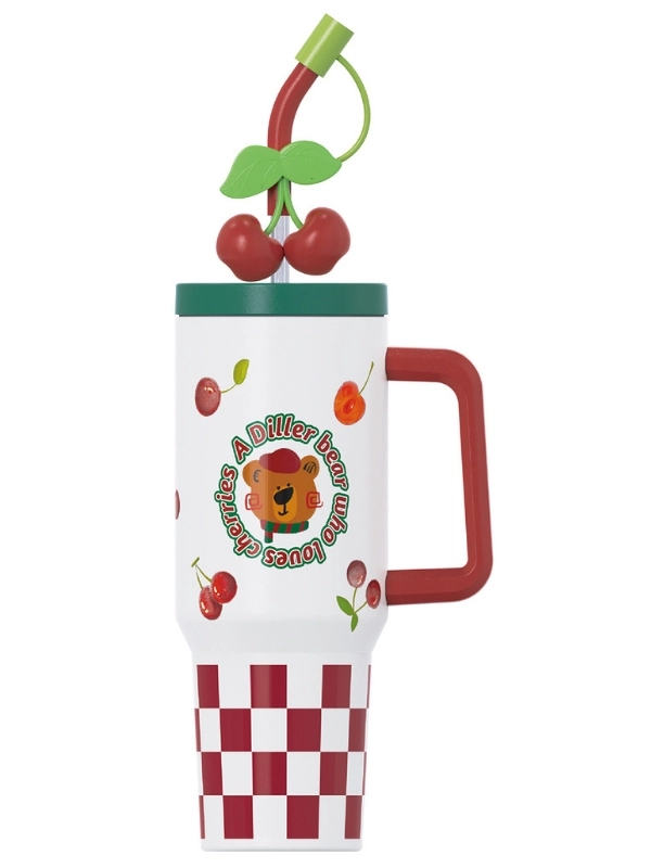 Vagon Life DILLER Quencher Cup 1200 ML Pipetli/Rahat İçim Kulplu Paslanmaz Çelik Termos -FFDILLERD9221