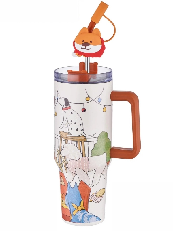 Vagon Life DILLER Quencher Cup 1200 ML Pipetli/Rahat İçim Kulplu Paslanmaz Çelik Termos -FFDILLERD9222