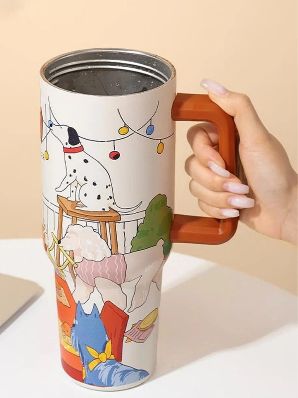 Vagon Life DILLER Quencher Cup 1200 ML Pipetli/Rahat İçim Kulplu Paslanmaz Çelik Termos -FFDILLERD9222
