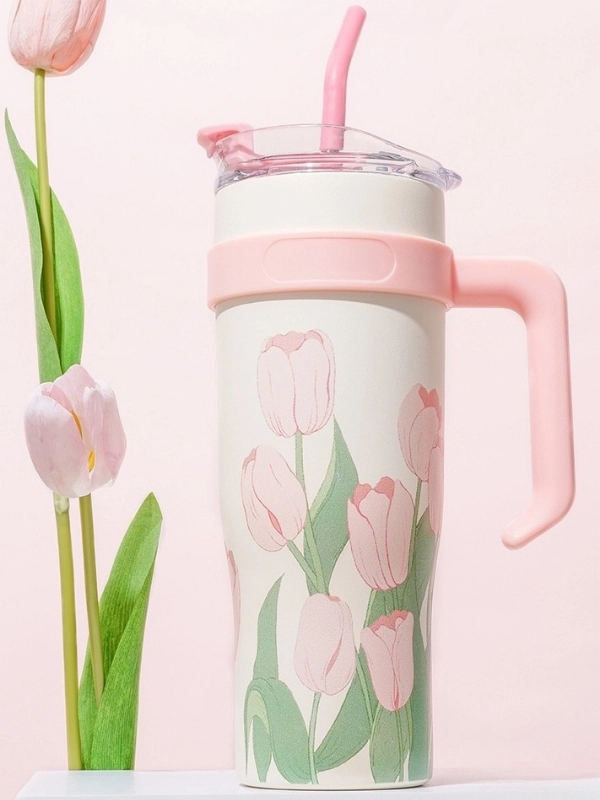Vagon Life DILLER Quencher Cup 1200 ML Pipetli/Rahat İçim Kulplu Paslanmaz Çelik Termos -FFDILLERD9120