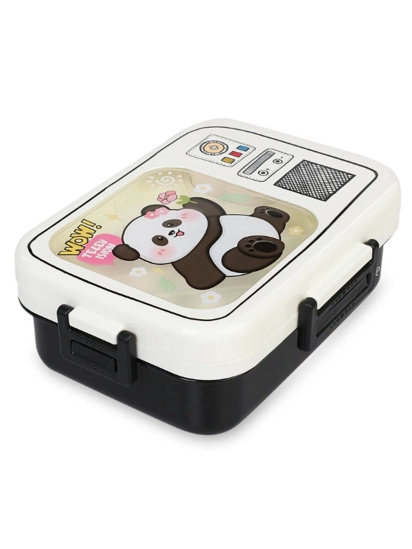 Vagonlife Lunch Box 820 ml Tek Kat Üç Bölmeli Sos Kaseli Yeni Nesil Sefer Siyah Beyaz Panda TASI-FFLBOX10283