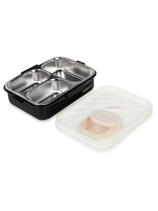 Vagonlife Lunch Box 820 ml Tek Kat Üç Bölmeli Sos Kaseli Yeni Nesil Sefer Siyah Beyaz Panda TASI-FFLBOX10283