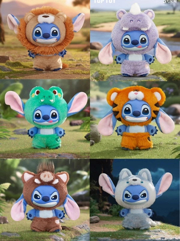 Stitch Wild Animals Hayvan Kostümlü Sürpriz Paket Peluş Anahtarlık 