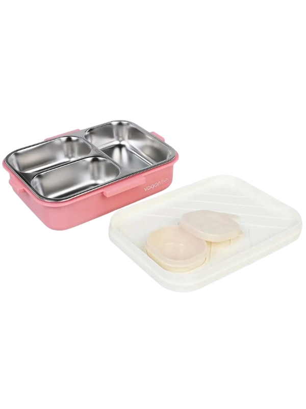 Vagonlife Lunch Box 820 ml Tek Kat Üç Bölmeli Sos Kaseli Yeni Nesil Sefer Pembe Unicorn  TASI-FFLBOX10283