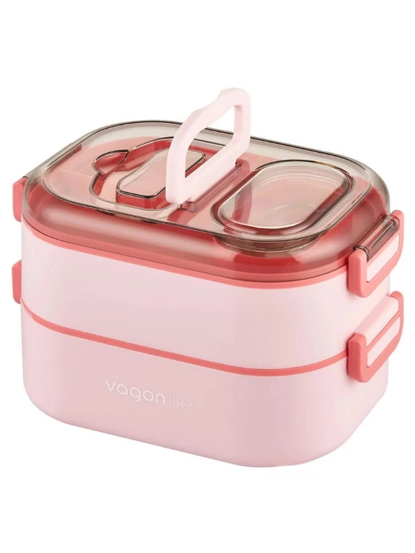 Vagonlife 1000 ML İki Kat Üç Bölme Paslanmaz Çelik Bento Lunch Box Yeni Nesil Sefer Tası-Sos Kaseli Model VGN7081
