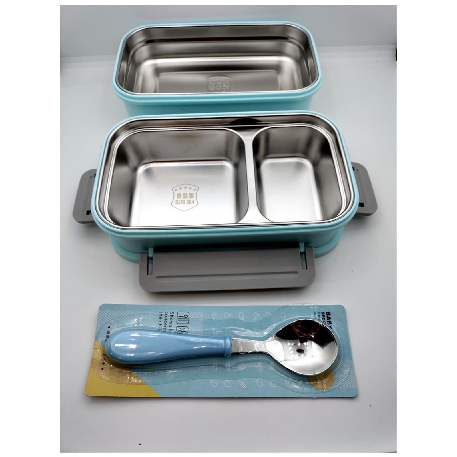 Vagonlife Çelik Yemek Kabı İki Bölmeli İki Katlı Luch Box 1200 ml BL2215 Mavi