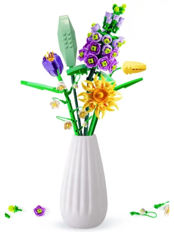 Vagon Life Loz Dekoratif ve Koleksiyonluk Lego Çiçek Buketi 534 Parça Çiçek Modeli Yapım Seti FFLZ-1672