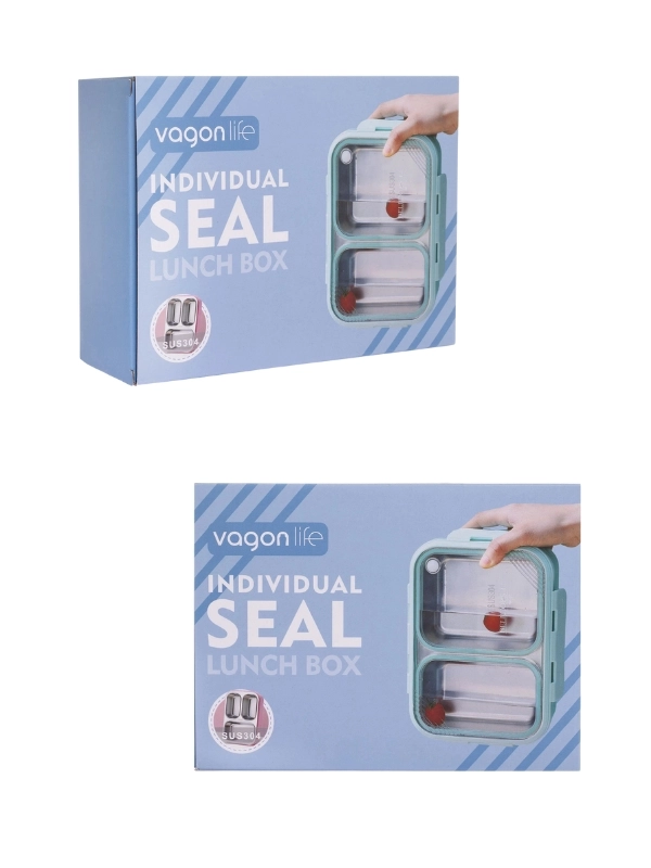Vagon Life Lunch Box 620 ML Tek Kat Üç Bölmeli Metal Kaşıklı Yeni Nesil Sefer Tası Pembe FFLBOX7097