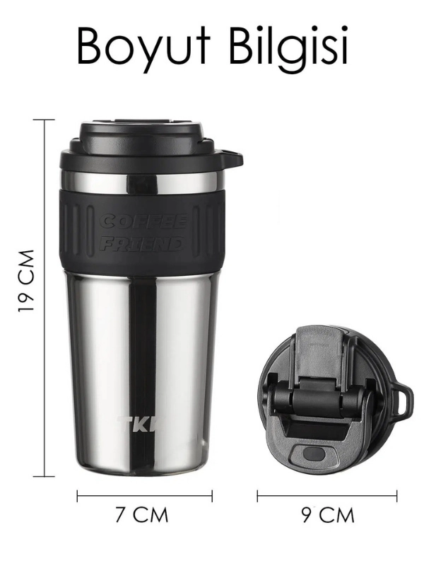 Vagon Life TKK 630 ML Özel Seri Çelik Mug Kahve Bardağı Pipetli/Rahat İçim 6 Saat Sıcak/12 Saat Soğuk Termos -T2023 630ML Antrasit Rengi