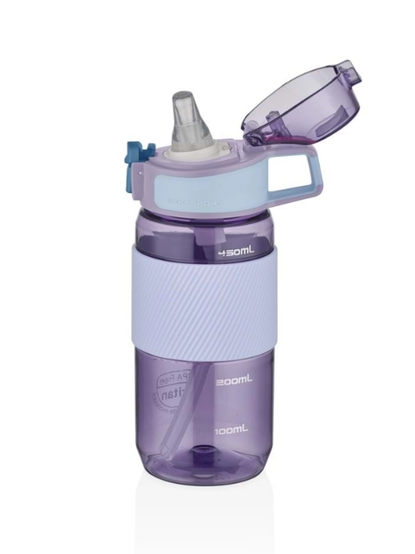 Vagon Life Tritan Pipetli Silikonlu Matara 500 ml Mor