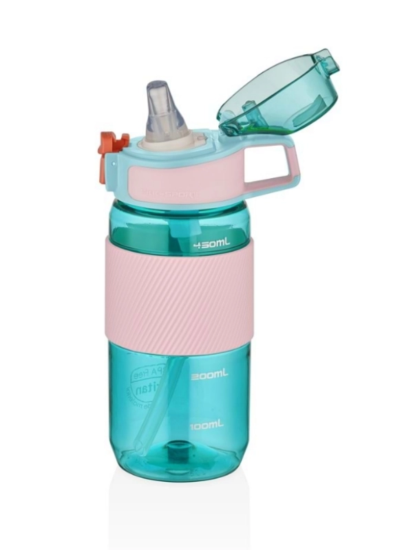 Vagon Life Tritan Pipetli Silikonlu Matara 500 ml Turkuaz