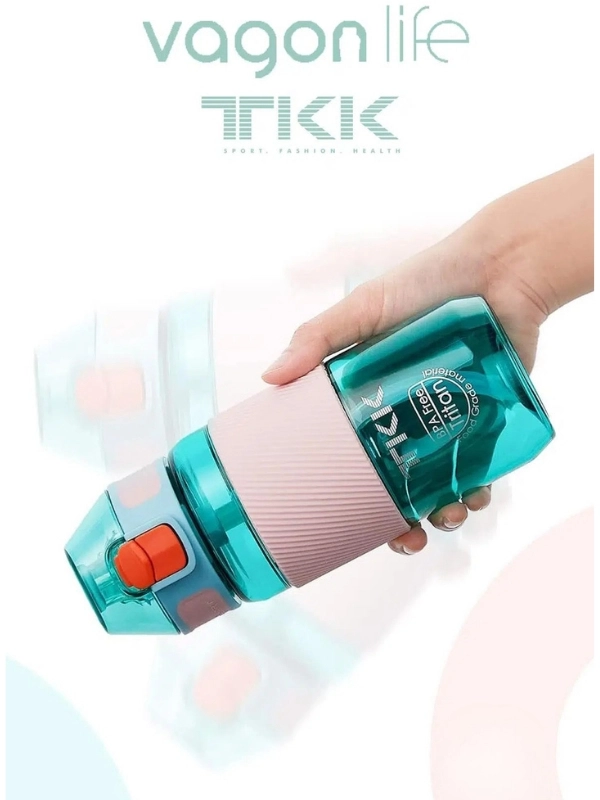Vagon Life Tritan Pipetli Silikonlu Matara 500 ml Turkuaz