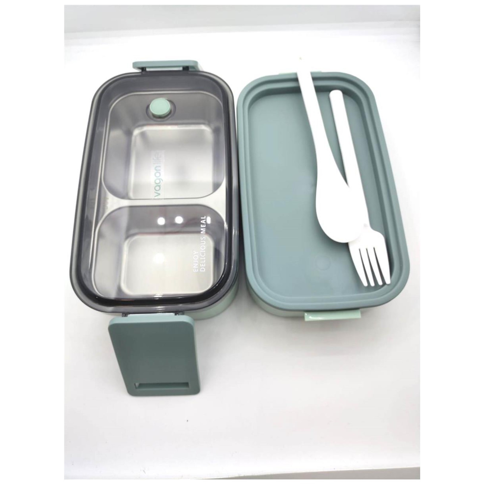Vagonlife Beslenme Kutusu Paslanmaz Çelik Lunch Box 1400 ml BL50002-2  Yeşil