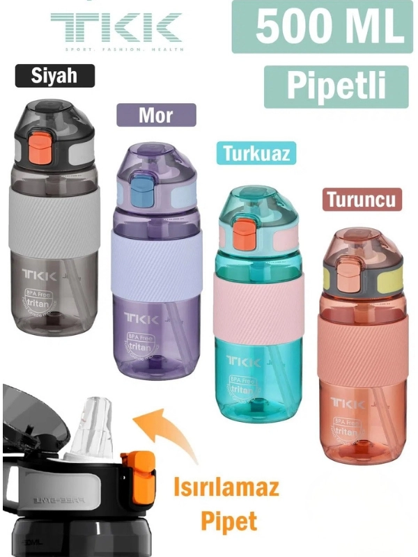 Vagon Life Tritan Pipetli Silikonlu Matara 500 ml Mor