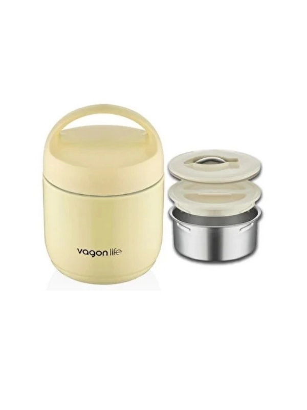 Vagon Life 2 Bölmeli Çelik Saklama Kabı Sarı 1200 ml BL10104