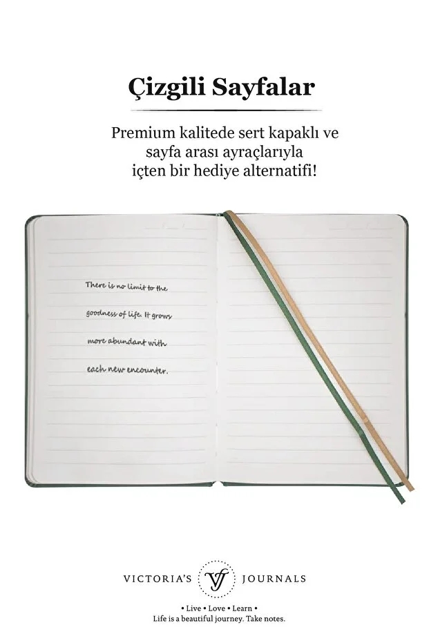 Victoria’s Journals Vintage Old Book Lined Journal Defter 12x17 cm 80 gr 160 Yaprak Çizgili Koyu Yeşil 3479