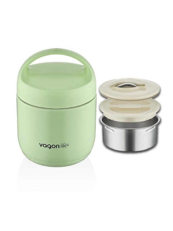 Vagon Life 2 Bölmeli Çelik Saklama Kabı Yeşil 1200 ml BL10104