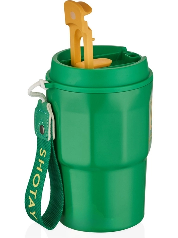 Vagon Life Shotay Çelik 450 ML Kahve Bardağı / Mug 6 Saat Sıcak/Soğuk Taşıma Askılı VGN-8135 Yeşil