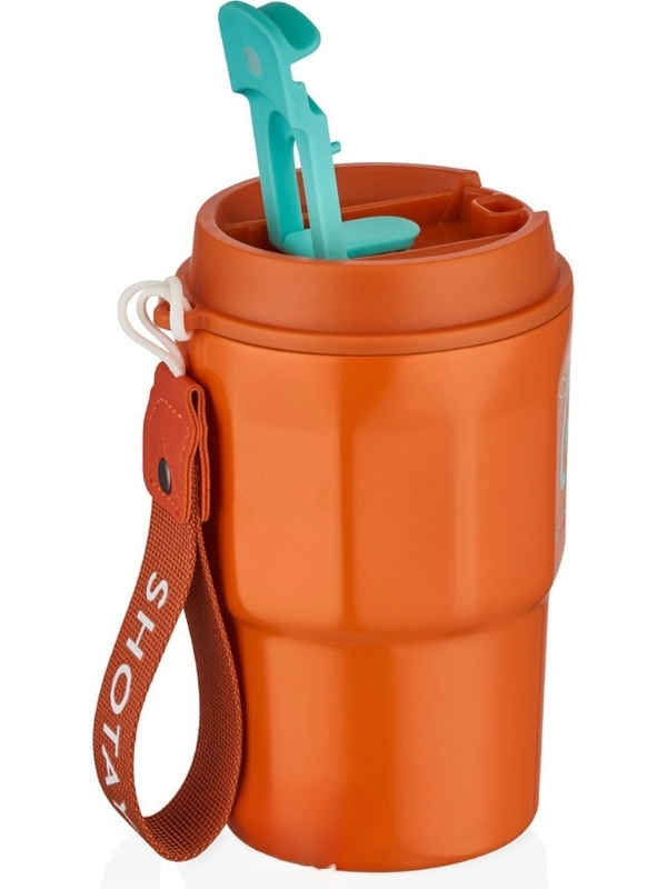 Vagon Life Shotay Çelik 450 ML Kahve Bardağı / Mug 6 Saat Sıcak/Soğuk Taşıma Askılı VGN-8135 Turuncu