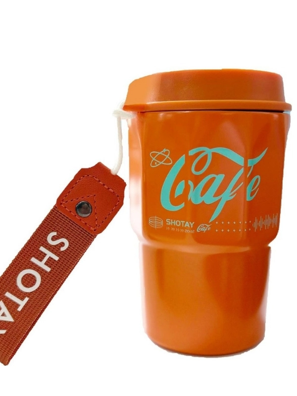 Vagon Life Shotay Çelik 450 ML Kahve Bardağı / Mug 6 Saat Sıcak/Soğuk Taşıma Askılı VGN-8135 Turuncu