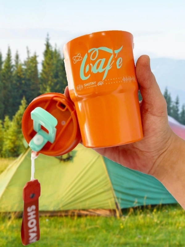 Vagon Life Shotay Çelik 450 ML Kahve Bardağı / Mug 6 Saat Sıcak/Soğuk Taşıma Askılı VGN-8135 Turuncu