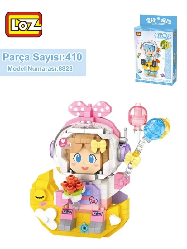 Vagon Life Loz Micro Block Serisi Pembe Astronot 410 Parça Lego Oyuncak Yapım Seti FFLZ-8828