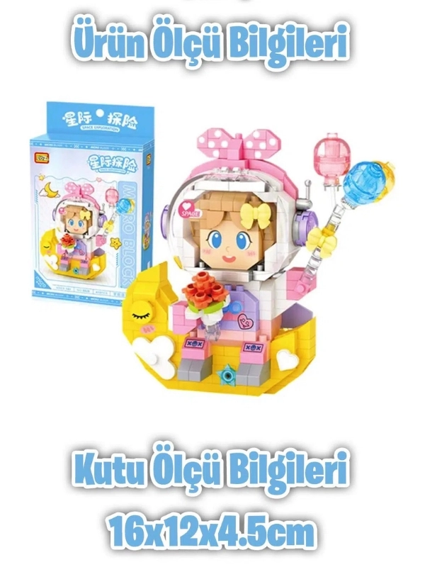 Vagon Life Loz Micro Block Serisi Pembe Astronot 410 Parça Lego Oyuncak Yapım Seti FFLZ-8828