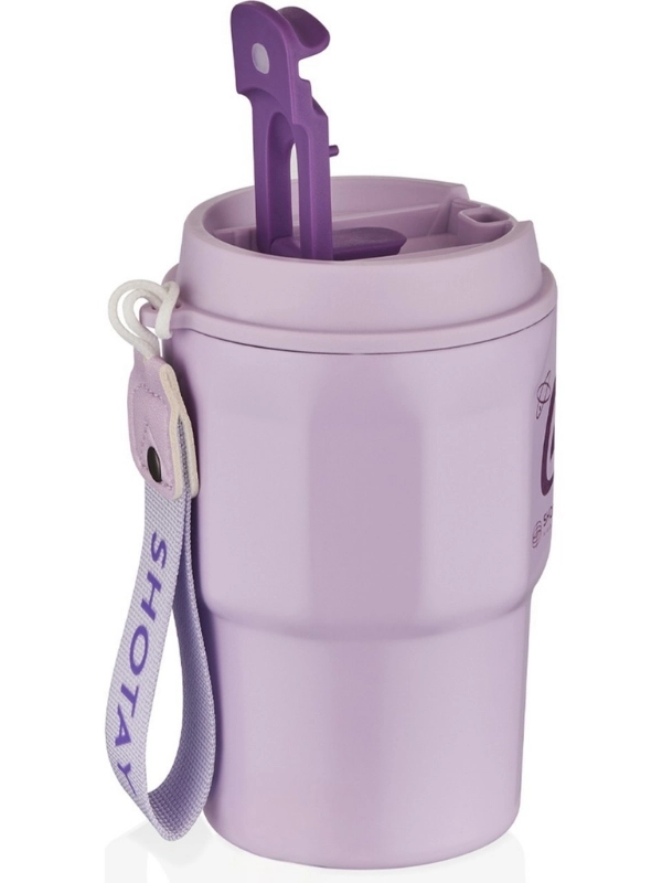 Vagon Life Shotay Çelik 450 ML Kahve Bardağı / Mug 6 Saat Sıcak/Soğuk Taşıma Askılı VGN-8135 Mor