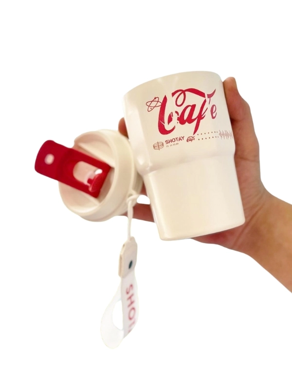 Vagon Life Shotay Çelik 450 ML Kahve Bardağı / Mug 6 Saat Sıcak/Soğuk Taşıma Askılı VGN-8135 Beyaz