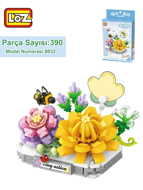 Vagon Life LOZ Micro Block Serisi Sevimli Çiçek Lego 390 Parça Oyuncak Yapım Seti FFLZ-8832