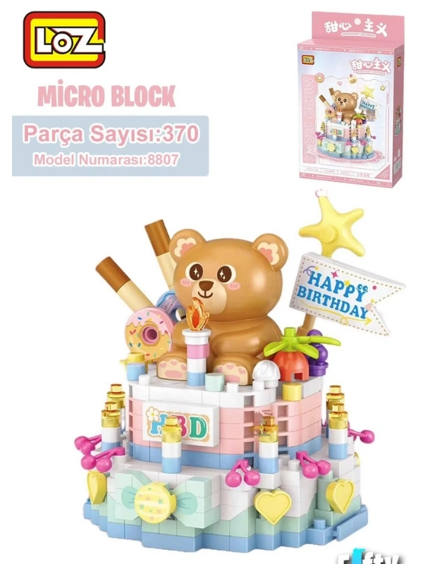 Vagon Life LOZ Micro Block Serisi Sevimli Pasta Lego Seti 370 Parça Oyuncak Yapım Seti FFLZ-8807