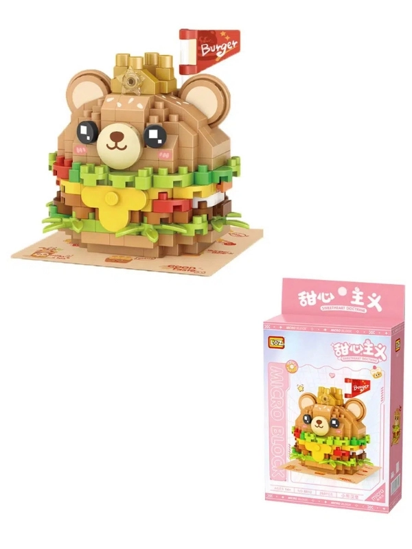 Vagon Life Loz Micro Block Serisi Sevimli Burger Lego Seti 260 Parça Oyuncak Yapım Seti FFLZ-8812