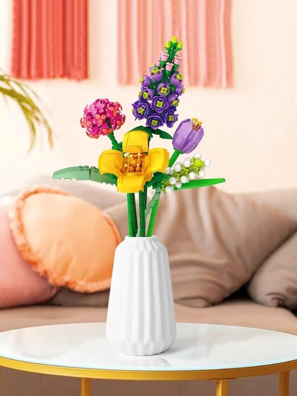 Vagon Life Loz Dekoratif ve Koleksiyonluk Çiçek Buketi Lego Seti 608 Parça Çiçek Modeli Yapım Seti FFLZ-4604