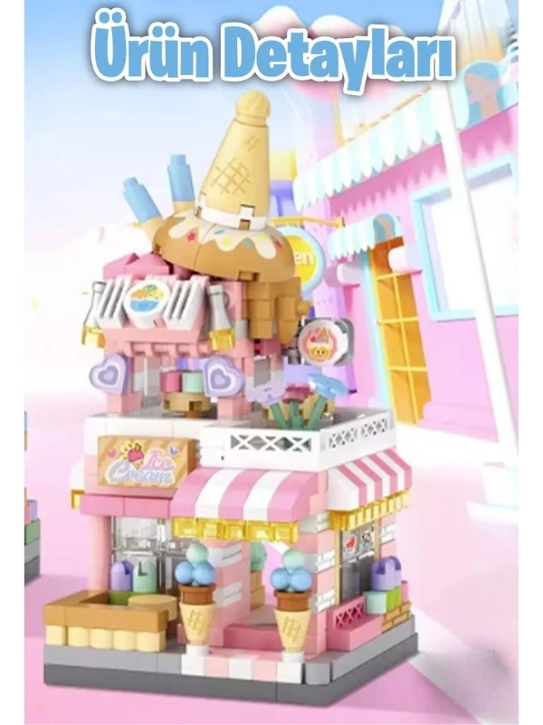 Vagon Life Loz Micro Block Serisi Dondurma Dükkanı Lego Seti 400 Parça Oyuncak Yapım Seti FFLZ-8813