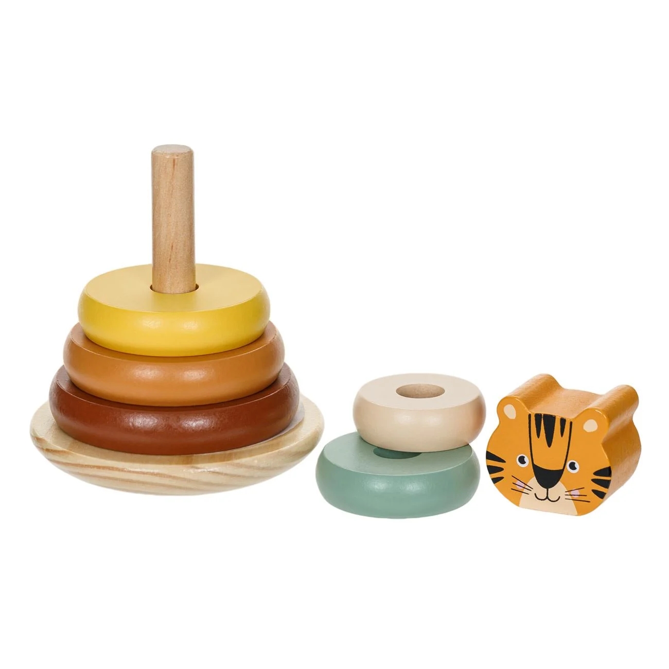 Kaplan Desenli 5 Diskli Ahşap Eğitici Piramit 10x14 cm