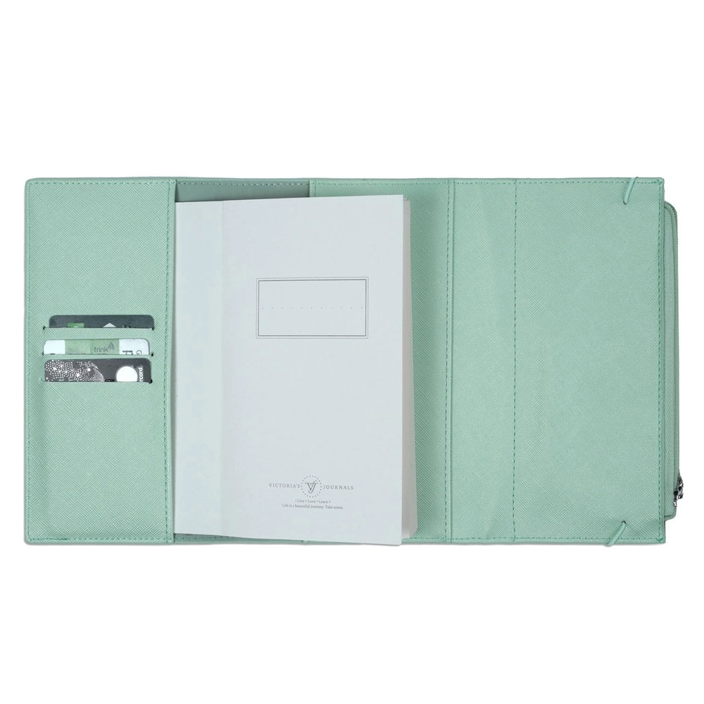 Victoria’s Journals Zipco Clutch 96 Yaprak Çizgili Defter Yeşil 7362