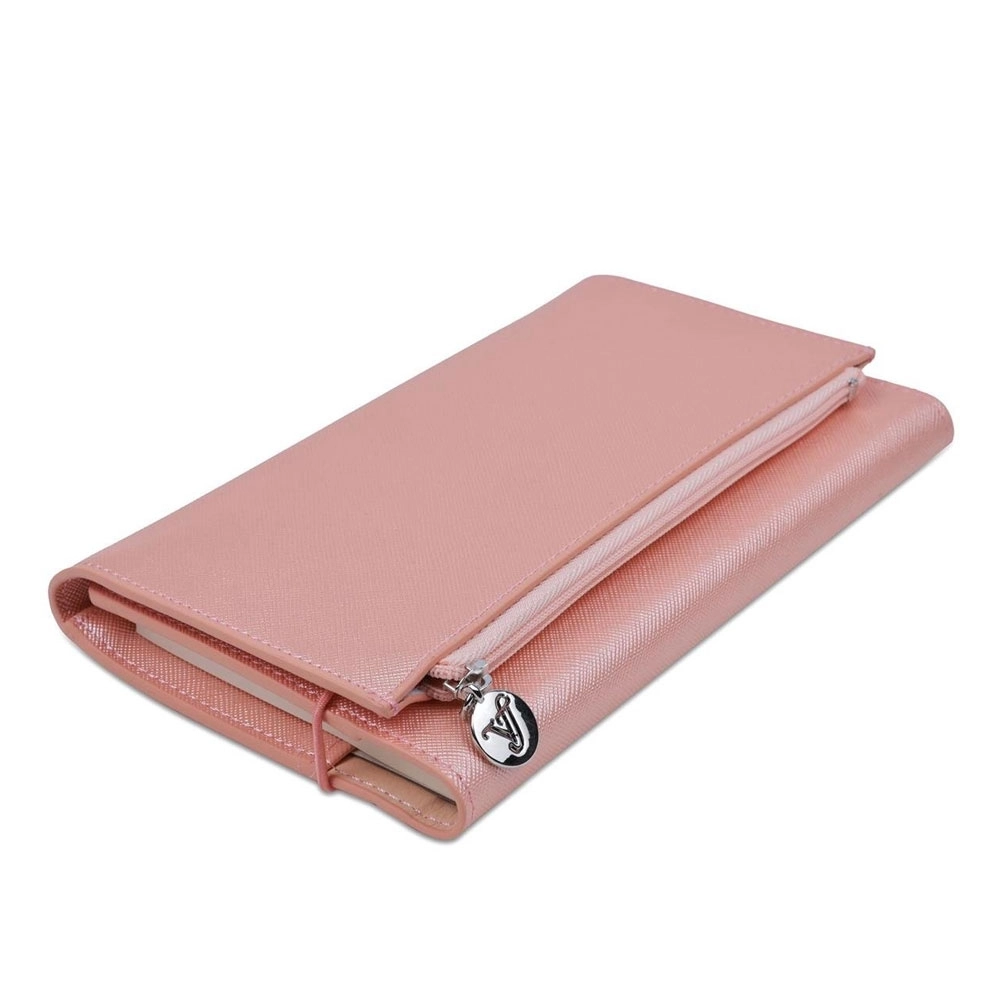 Victoria’s Journals Zipco Clutch 96 Yaprak Çizgili Defter Şampanya 7365