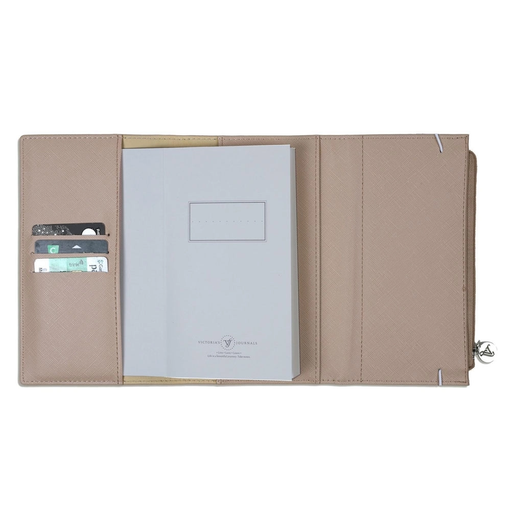 Victoria’s Journals Zipco Clutch 96 Yaprak Çizgili Defter Bej 7367