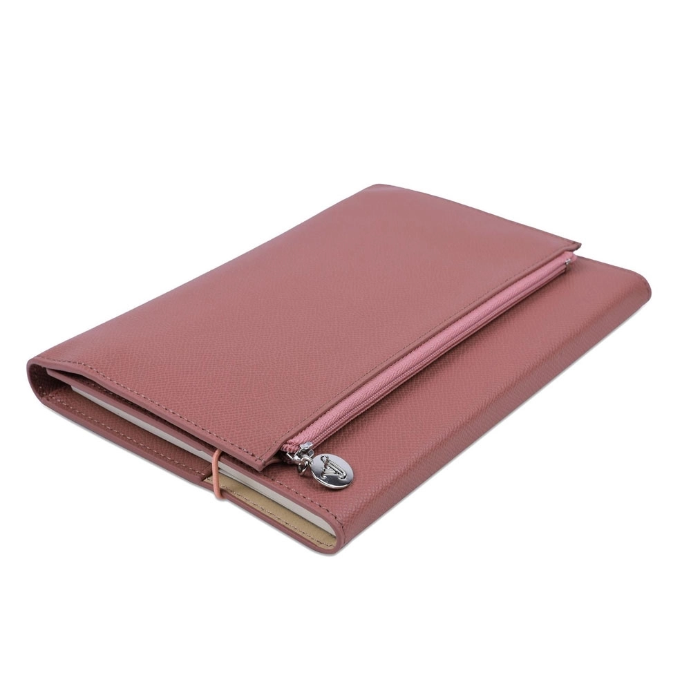 Victoria’s Journals Zipco Clutch Lastikli, Fermuarlı, Cepli, 14x20cm 96 Yaprak Çizgili Defter Gül Kurusu 7372