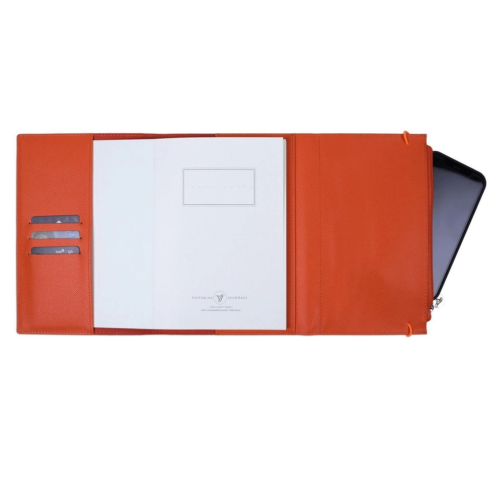 Victoria’s Journals Zipco Clutch Lastikli, Fermuarlı, Cepli, 14x20cm 96 Yaprak Çizgili Defter Turuncu 7379
