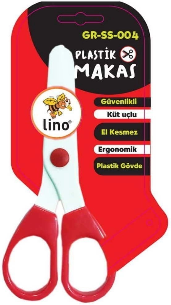 Lino Plastik Çocuk Makası Kırmızı Beyaz