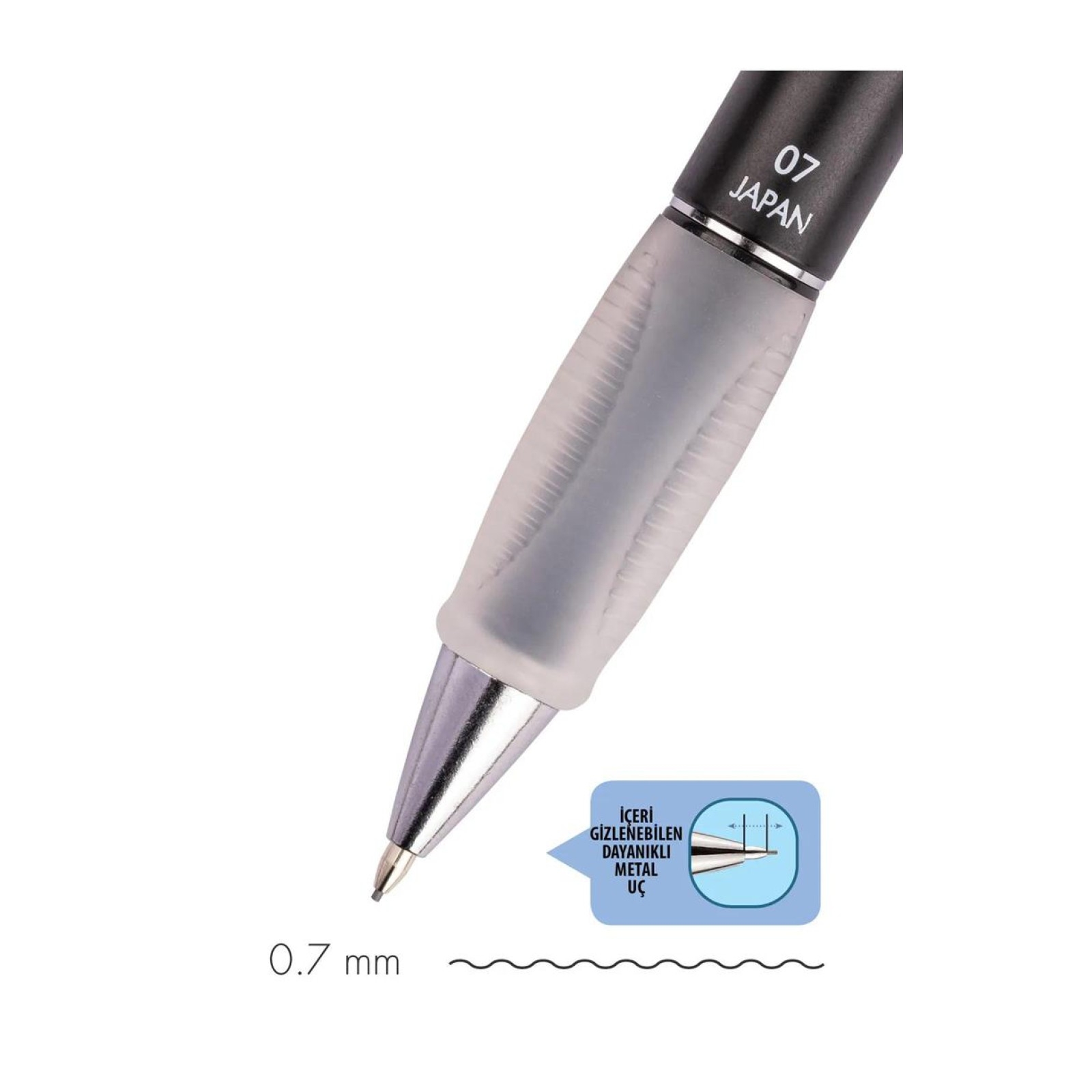 Serve Deep Versatil Uçlu Kalem 0.7mm - Metalik Siyah
