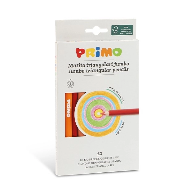 Primo Üçgen Jumbo Kuru Boya Seti 12 Renkli