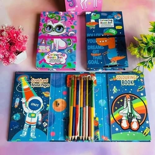 Çocuklar için Seyahat Boy Boyama ve Çizim Defteri Seti Astronot