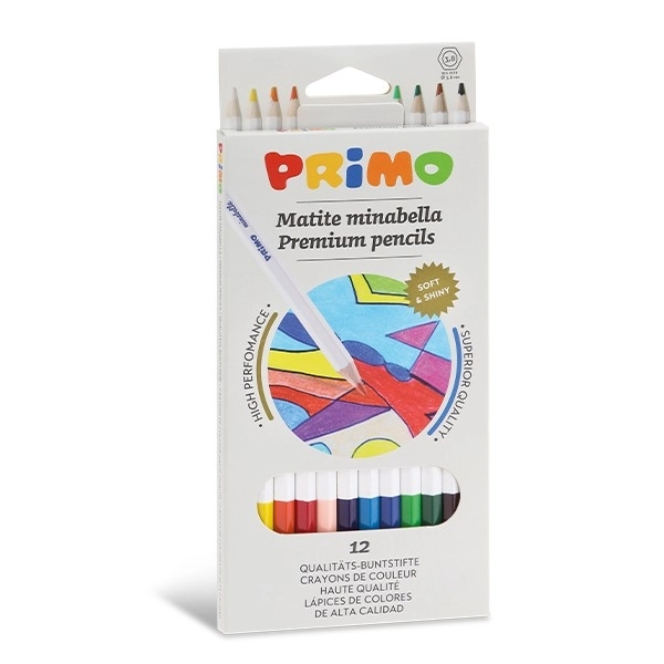 Primo Minabella 12 Renkli Kuru Boya Kalem Seti 3.8mm – 12 Renk (Altıgen, Karton Kutuda)