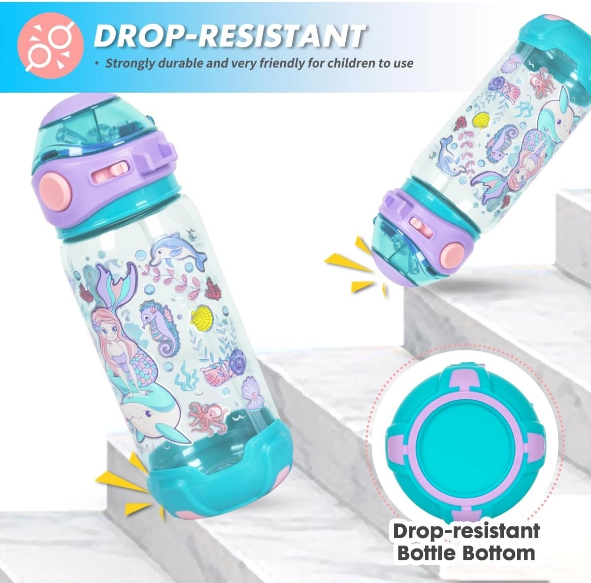  Dream Vest Deniz Kızı Yeşil - Mor Şeffaf ve Askılı Matara VST-MT0001