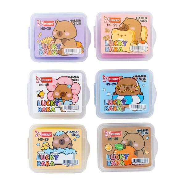 Mikro Silgi Hamur Lucky Bara HS-29 CapyBara Desenli Tekli Hamur Silgi