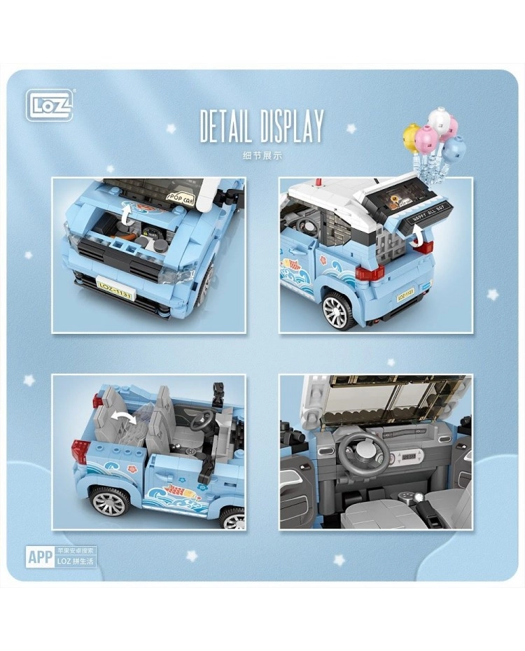 Vagon Life LOZ Balon Arabası Mavi 875 Parça Mini Block Yapım Seti Dekoratif Lego Araç Oyuncak
