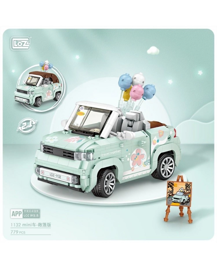 Vagon Life LOZ Balon Arabası Yeşil 779 Parça Mini Block Yapım Seti Dekoratif Lego Araç Oyuncak