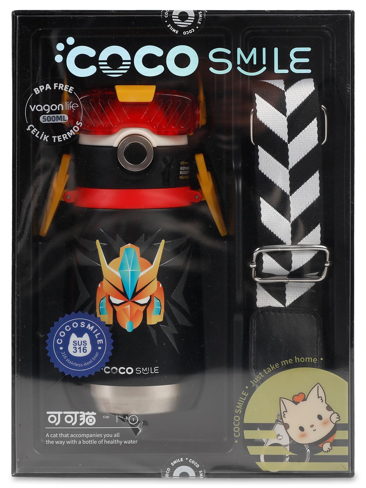 Vagonlife Cocosmile Pipetli Çelik Termos 500 ml Siyah